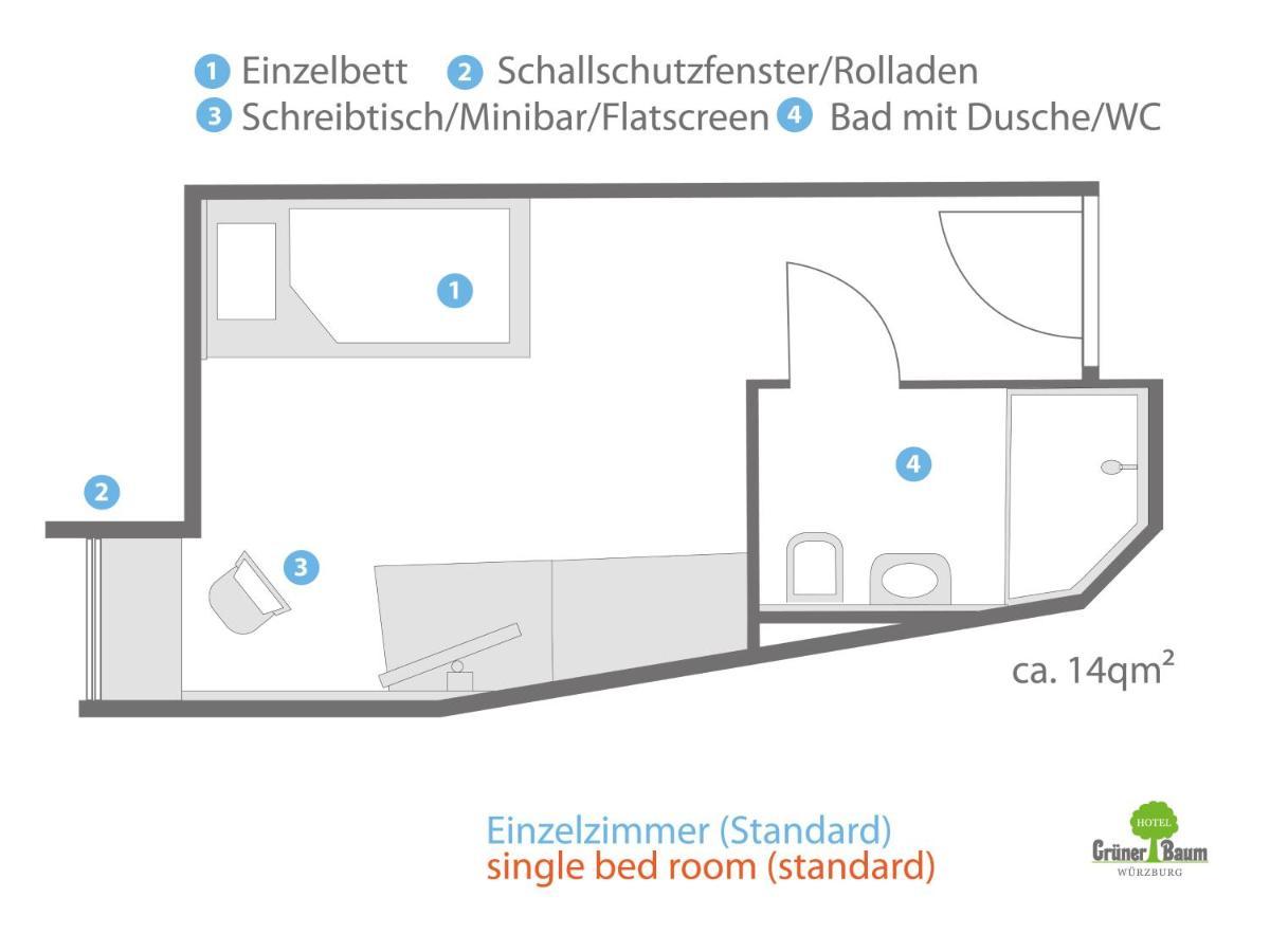 Hotel Gruner Baum Würzburg Exteriör bild